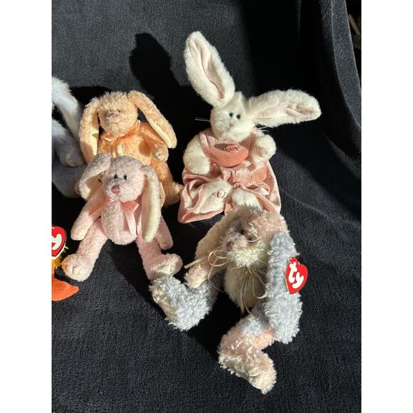 Vintage ty Attic Treasures Jointed Beanie Bunny Rabbit Easter Plush Lot 6 READ - Picture 4 of 8